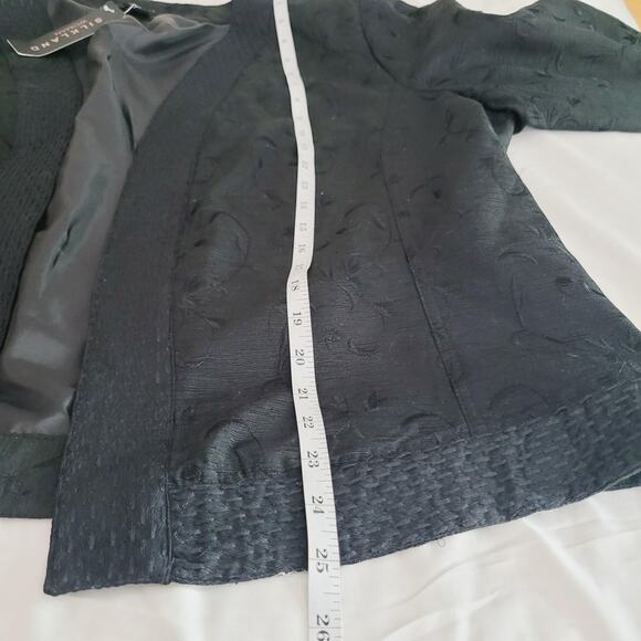 Silkland Jacket Womens 2X Black Silk Jacquard Floral Open Front Evening Dressy - Picture 9 of 10